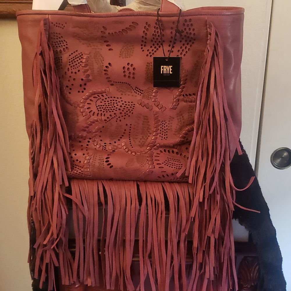 Frye-Fringe Tote Handbag in Mauve,Vivian tote
